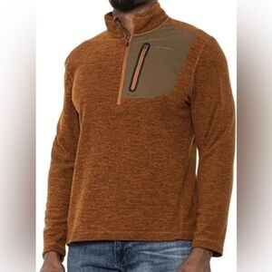 Eddie Bauer fleece cloud layer 1/4 zip pullover burnt orange